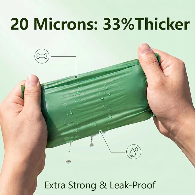 Home Compostable Dog Poop Bags, 20 Microns Extra Thick, 300 Count (20 Rolls) BPI Certified & AS 5810 Plant-Based Pet Waste Bags, 9x13 Leak-Proof Unscented Doggy Bags with Dispenser & 2 Hooks