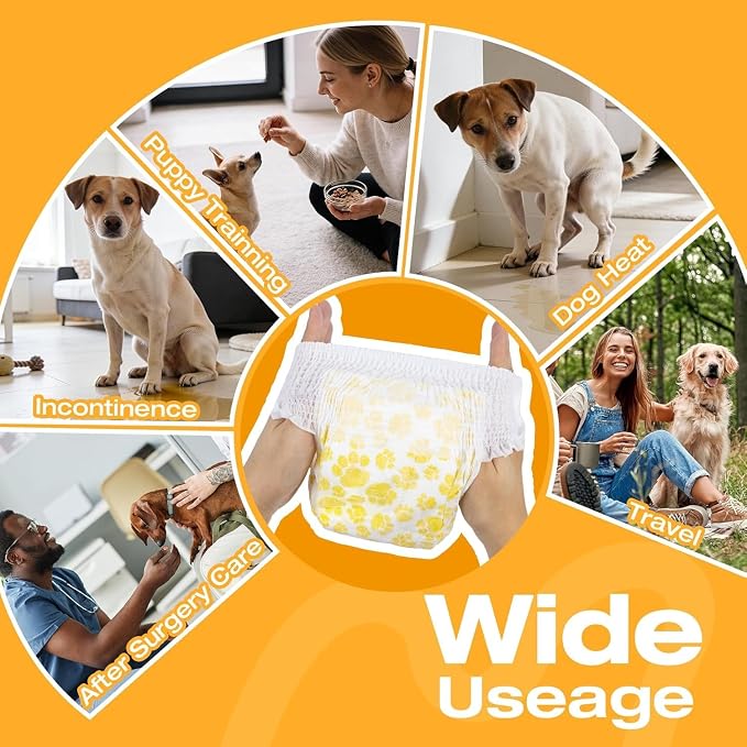 Pet Soft Disposable Dog Diapers Female, Pull Up Doggie Diapers for Female Dogs, 360°Stretchy Waist Puppy Diapers, Super Absorbent Doggy Diaper Leak Proof Design for Dogs in Heat (XSmall, Count, 20.0)