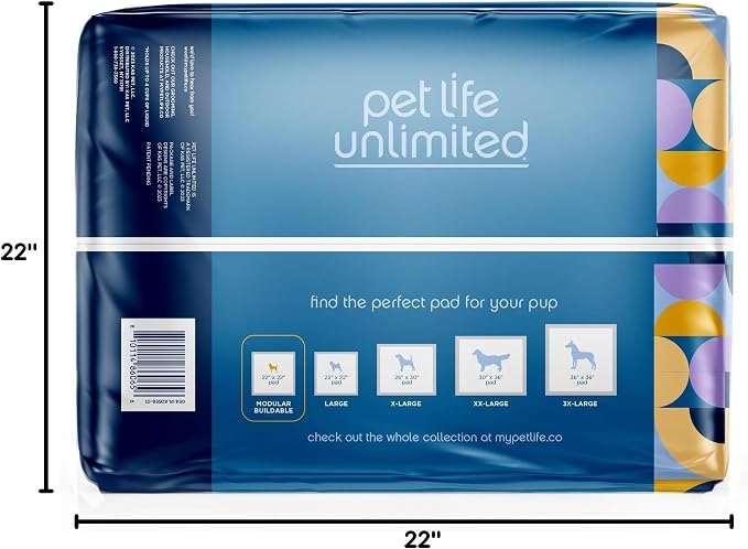 Pet Life Unlimited Create-a-Size Puppy Pads, Pee Pads for Dogs, Dog TrainingPads - Fragrance Free DogPads, - Made in The USA - 22" x 22" - 50 Count (Pack of 4)