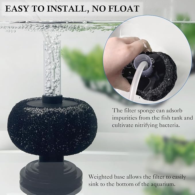 HITOP 110GPH Aquarium Air Pump and 7in Bio Sponge Filter