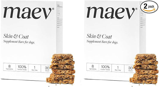 MAEV Human-Grade Skin & Coat Supplement Bars | Natural Support for a Healthy Skin & Coat, 30 Count (Pack of 2)
