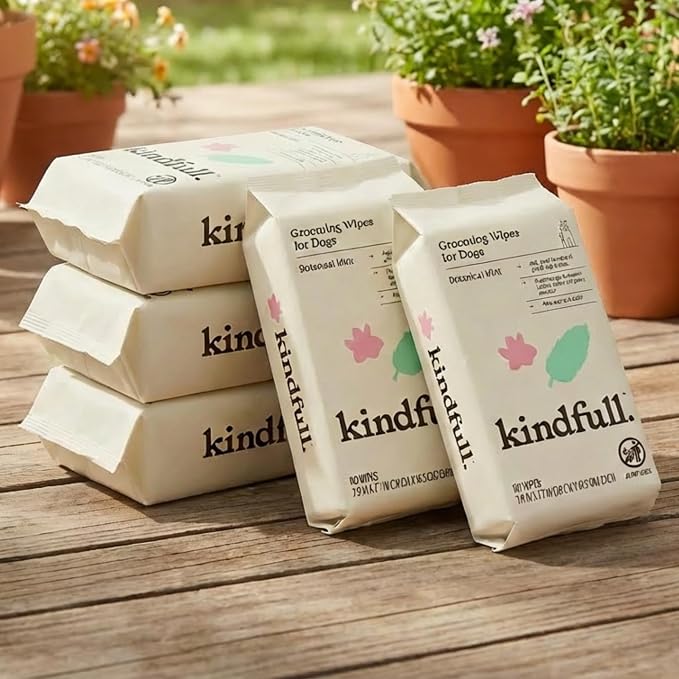 Dog Grooming Wipes – 5 Pack (300 Total), Botanical Mint Scent – Gentle, pH-Balanced Pet Wipes for Paws & Fur – Plant-Based, Alcohol-Free – 7.9" x 7.7" Each
