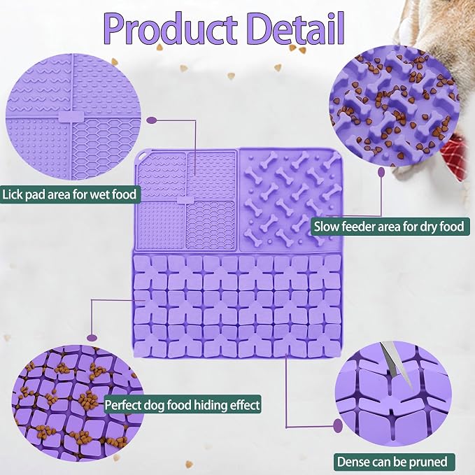 Silicone Snuffle Mat for Dog,Slow Feeder Lick Mat with Suction Cups for Slow Eating,Encourages Natural Foraging Skill,Pet Sniffing Mat for Small/Medium/Large Dog Cat