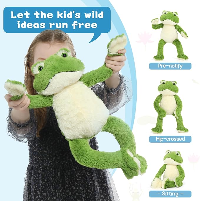 Muiteiur 17.7 Inch Plush Frog Stuffed Animal, Cute Frog Soft Toy with White Belly, Stuffed Frog Plush Toy Gift for Kids Girlfriend