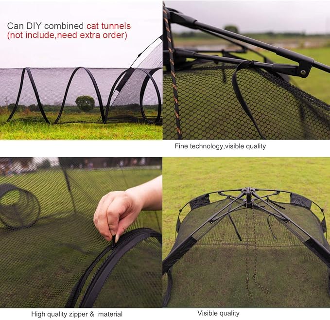 Portable Large Pop Up Pet Cat Tents Enclosures House for Outside Patio Indoor for Cat Puppy Rabbit Small Animals,Quick Opened,Independent or can be Connected to Tunnels