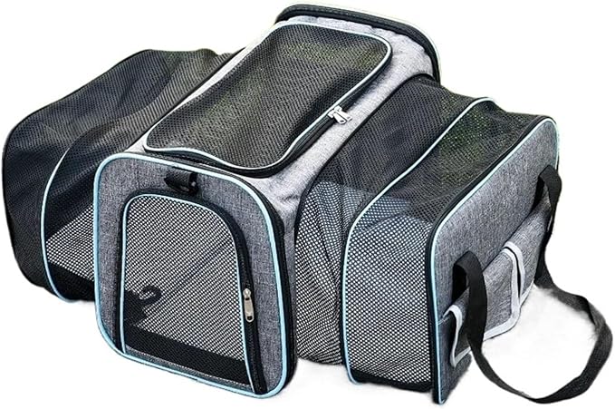 Pet Carrier, Cats and Dogs Pet Bag Chest Breathable Folding Portable Trolley Double Shoulder Handheld Crossbody Outdoor Products(A,Large)