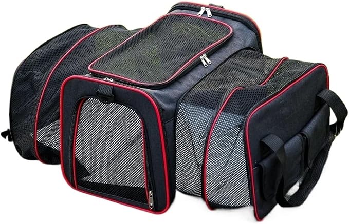 Pet Carrier, Cats and Dogs Pet Bag Chest Breathable Folding Portable Trolley Double Shoulder Handheld Crossbody Outdoor Products(Gray,Large)