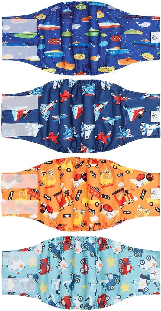 CuteBone Dog Diapers Male 4 Pack Puppy Wraps Reusable Doggie Belly Bands for Male Dogs Small Medium Large
