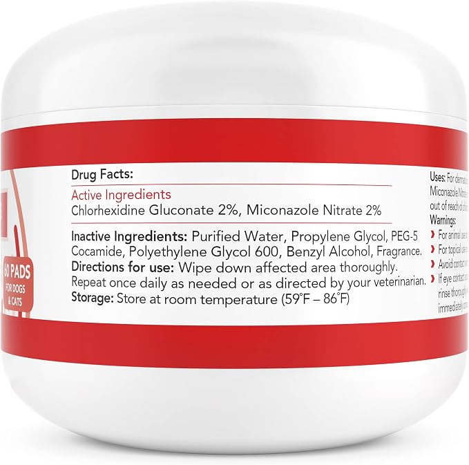 Nootie Medicated Dog Wipes, Chlorhexidine & Miconazole Pet Wipe for Dogs & Cats - 2” Small Wipes, 60 Count - Sold in Over 10,000 Vets & Pet Stores
