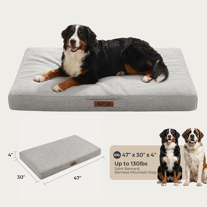 Sytopia 50" XL Chew Proof Dog Bed-Light Grey