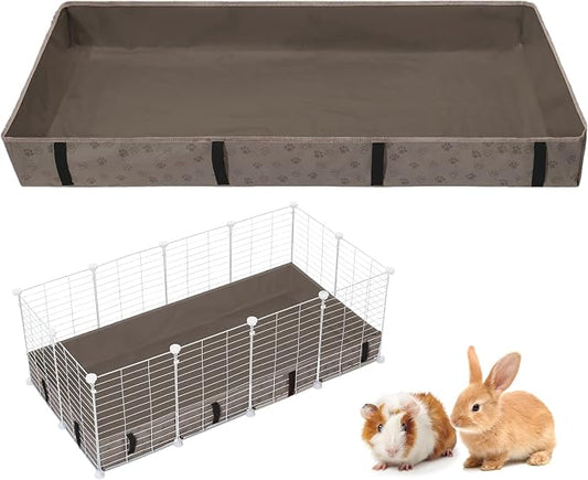 Funfurry Waterproof Guinea Pig Cage Liner,Washable Tarp Bottom Base,Cage Liners for Small Animals,Hamster Chinchilla Hedgehog Ferret Rabbit. (Tan Brown-Paw, 24" X 36")