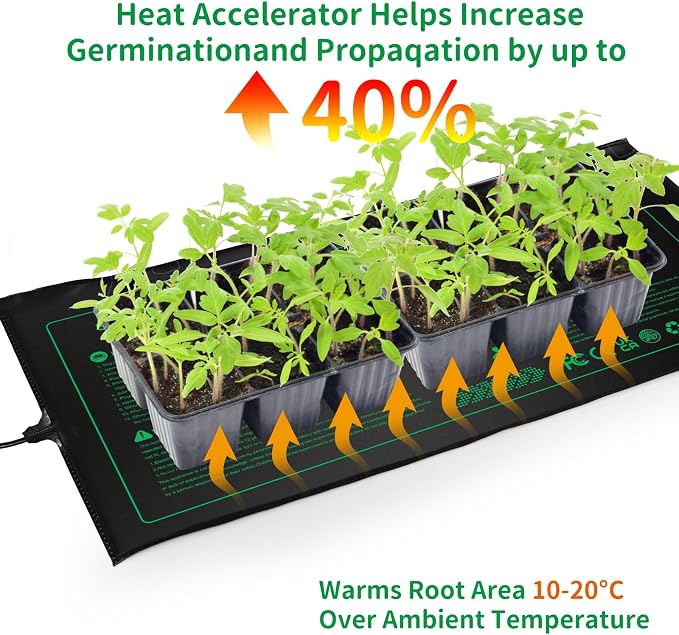 NAMOTEK Seedling Heat Mat, 10" x 20.75" Waterproof Plant Heating Mat, Warm Hydroponic Heating Pad for Indoor Home Gardening Seed Starter,Germination, Greenhouse