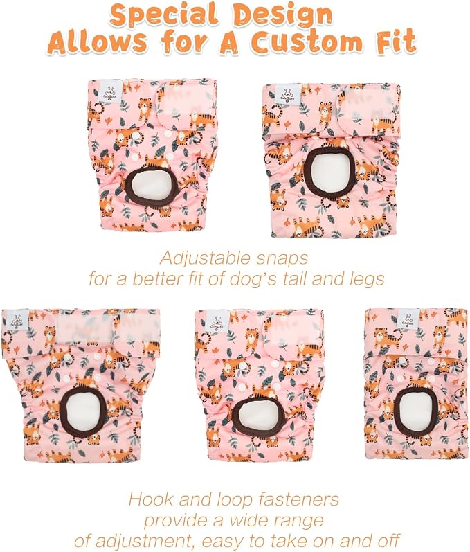 CuteBone Washable Female Dog Diapers 4 Pack Reusable Doggie Heat Diapers for Period FMG07L