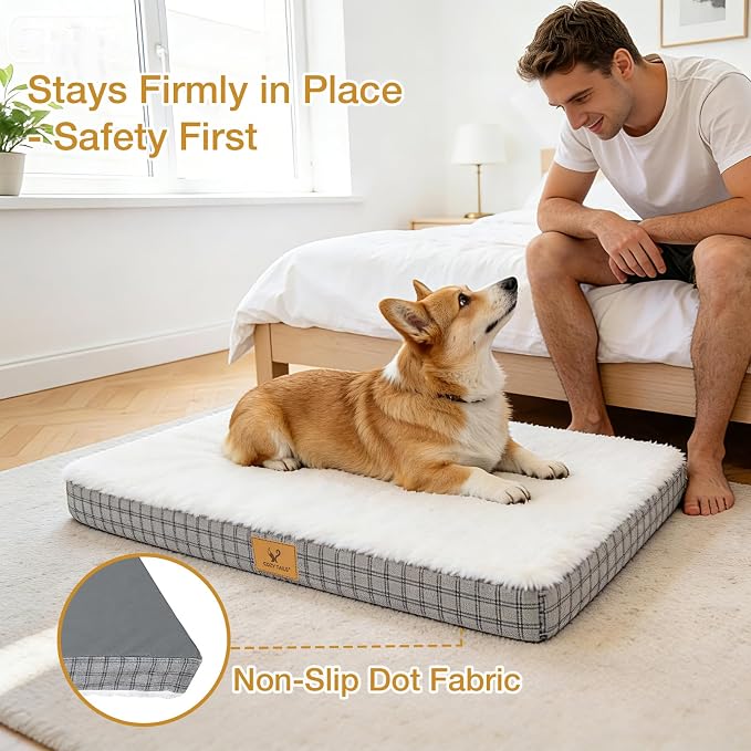 Orthopedic Dog Bed for Large Sized Dogs with Removable Washable Cover, Premium Comfort for Dogs, Multiple Sizes & Colors,Durable and Easy to Clean (Grey, Large)