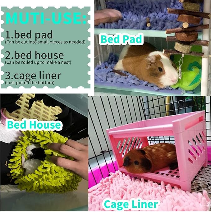 Oncpcare Fleece Cage Liners for Small Animals, Guinea Pig Pads Fleece, Warm Plush Pet Rabbit Bed for Cage Indoor