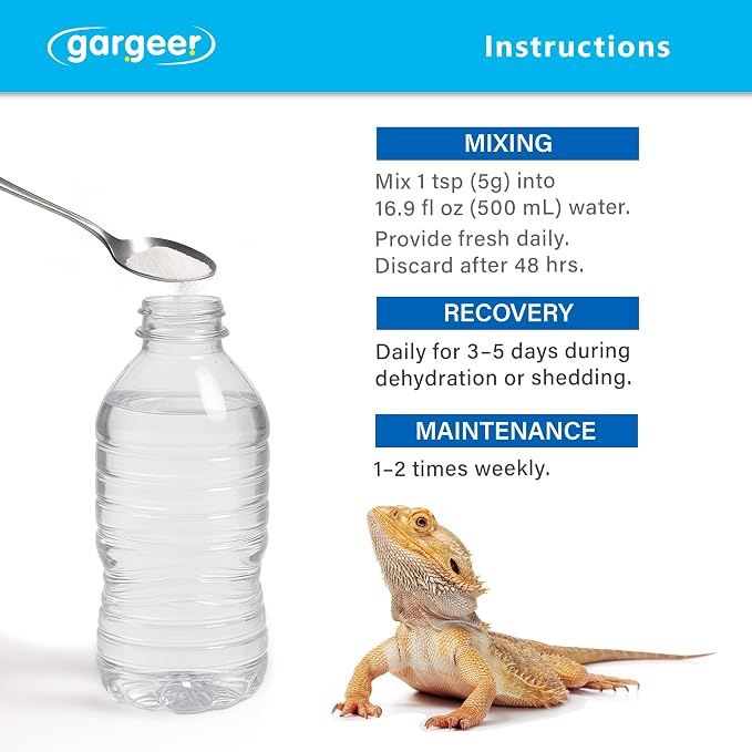 Gargeer 'ReptiLyte' Electrolyte Drink Supplement with Fruit for Reptiles | Hydration & Palatability Boost | Bearded Dragons, Geckos, Lizards, Tortoises | Made in USA. Enjoy!
