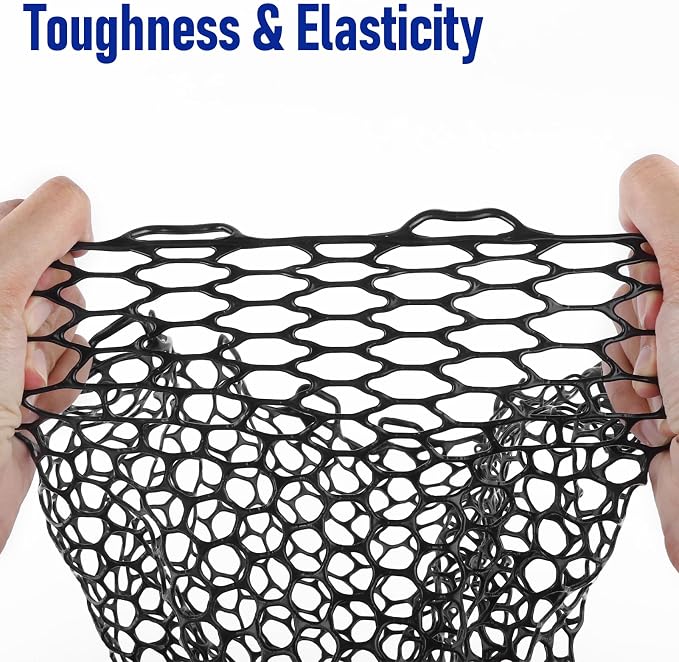 Dr.Fish Fishing Landing Net Replacement Rubber Fishing Net Without Handle Foldable Mesh Netting for Freshwater Saltwater