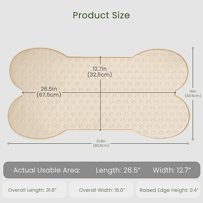 PWTAA Dog Food Mat Anti-Slip Silicone Dog Bowl Mat Thicker Pet Placemat Waterproof Cat Feeder Pad with Raised Edge Puppy Kitten Feeding Mats Suitable Small Medium-Sized Dogs Cats Eating Tray