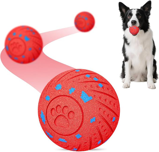 2-in-1 Interactive Dog Ball Toy for Aggressive Chewers, Automatic Moving & Bouncing E-TPU Dog Ball, 3 Modes Smart Pet Toy with Motion Sensor (Red)