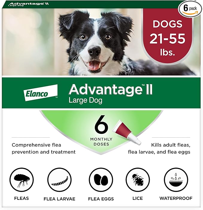 Advantage II Large Dog Vet-Recommended Flea Treatment & Prevention | Dogs 21-55 lbs. | 6-Month Supply
