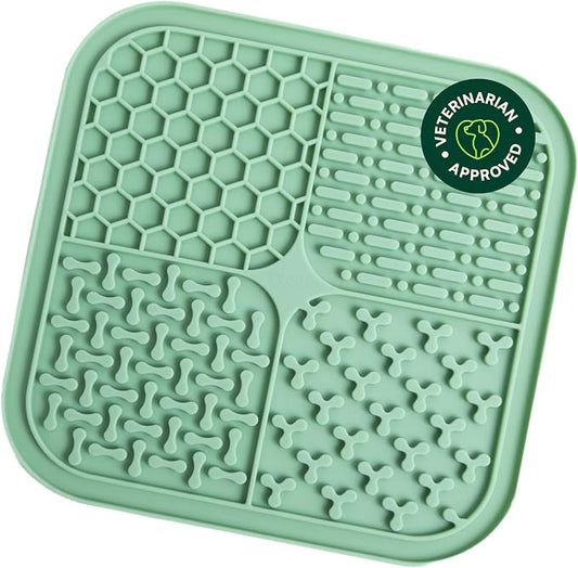 Reggie Silicone Lick Mat for Dogs | Anxiety Relief Slow Feeder, Treat Dispenser. Extends Mealtime for Fast Eaters | Dog Licking Mat w/Non-Slip Design with Suction Cups - BPA-Free Freezer Safe