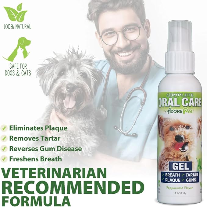 Adore Pet Complete Oral Care Gel for Dogs, Peppermint, 4 oz