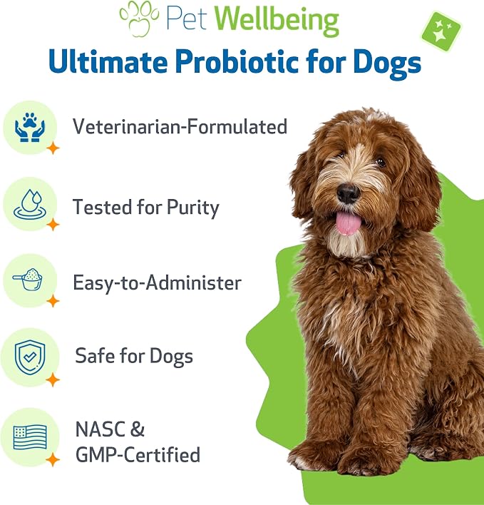 Pet Wellbeing - Ultimate Probiotic 9 Strains for Cats and Dogs - Natural Support for Digestion and Urinary Tract Health 160 Grams.