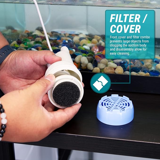 TERA PUMP Aquarium Gravel Cleaner - Electric Automatic Removable Vacuum Fish Tank Water Changer, Sand Washer, Algae Cleaner Filter & 30 ft Hose Up to 8 Liters per Min
