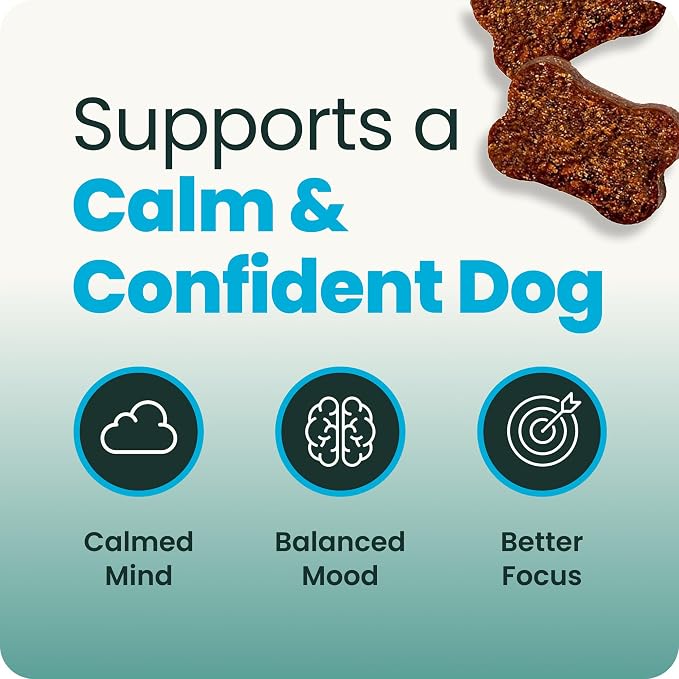 VetriScience Clinically Tested Composure Calm & Confident Chews for Dogs – Helps Manage Occasional Stress & Supports Balanced Behavior, Non-Drowsy Soft Chews with L-Theanine, Peanut Butter, 60 Count