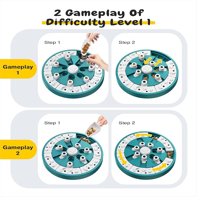 KADTC Dog Puzzle Toy, Large Size, 2 Levels of Step-by-Step Challenge, 3 Ways to Play Beginner to Advanced Slow Feeder & Mental Stimulation for Dogs Enrichment Toys