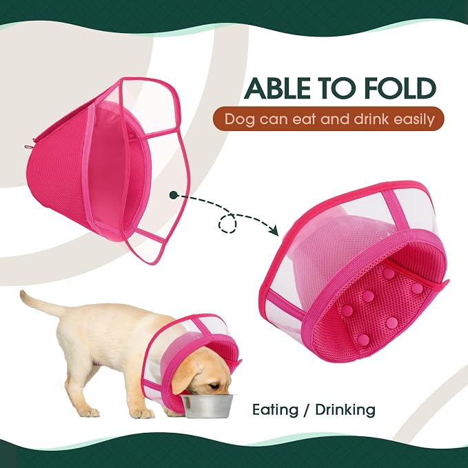 Kuoser Large Dog Cone Collar After Surgery, Soft Cone for Dogs to Stop Licking, Breathable Pet Recovery Collar Comfortable Elizabethan Collars, Adjustable Protective Dog Cones for Large Dogs, Rose XL