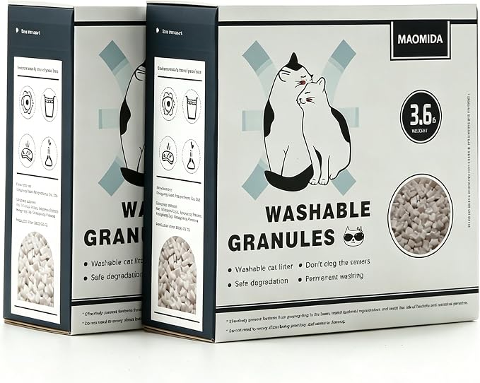 Cat Litter Box Washable Granules Refills. Compatible to Cat Genie Refills. Great for cat Toilet Training kit. Compostable and Flushable. 7lbs Package
