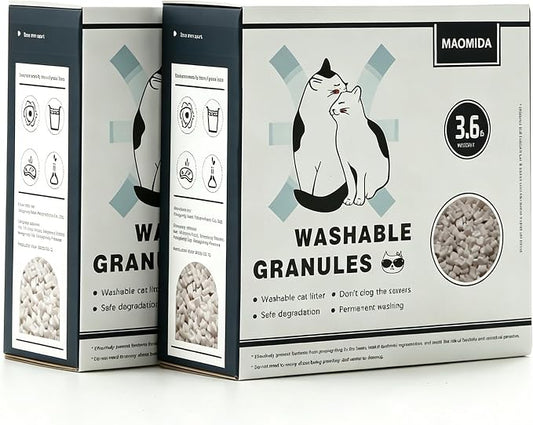 Cat Litter Box Washable Granules Refills. Compatible to Cat Genie Refills. Great for cat Toilet Training kit. Compostable and Flushable. 7lbs Package