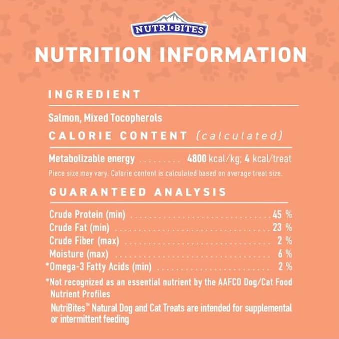 Nutri Bites Freeze Dried Salmon Dog & Cat Treats, 14oz | Healthy Pet Training Treats or Food Topper | All Natural, 1 Single Animal Protein, High Protein