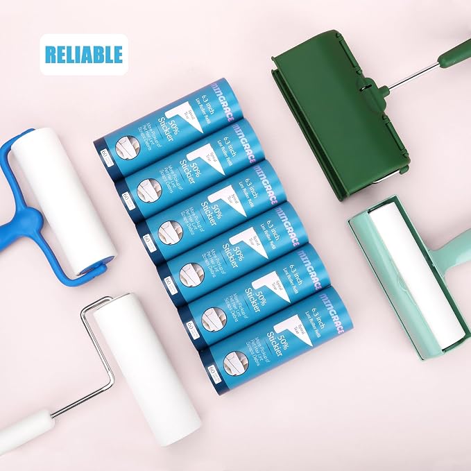6.3 inch Large Lint Roller Refills for PetLovers Fedicelly and Other Standard 6.3'' Large Lint Rollers for Pet Hair, 50% Stickier, 60 Sheets per Refill, Pack of 6 Refills, 360 Sheets Total