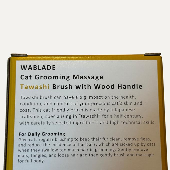 Wablade Cat Brush 7.5 Inch, Gentle Grooming Brush for Sensitive Cats & Kittens – Soft Grooming & Massage, Gently Removes Loose Surface Fur (Not a Deshedding Tool), Sisal, Made in Japan (Type-A)