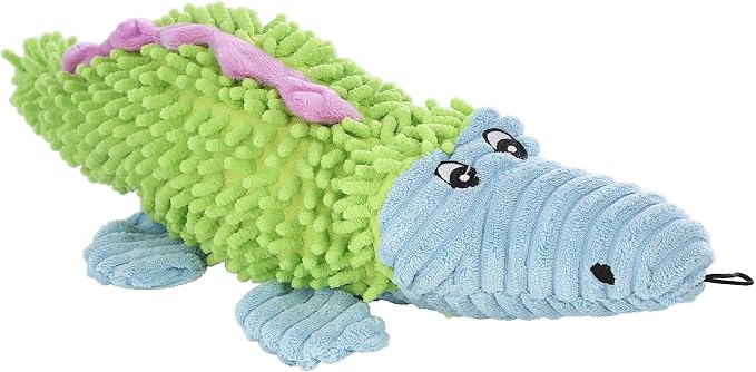 Petlou Durable Dog Plush Pastel Pals Toys with Squeakers and Crinkle in Multi-Size New Desgin (Yellow/Blue 2, 16" Pastel Pals Crocodile)