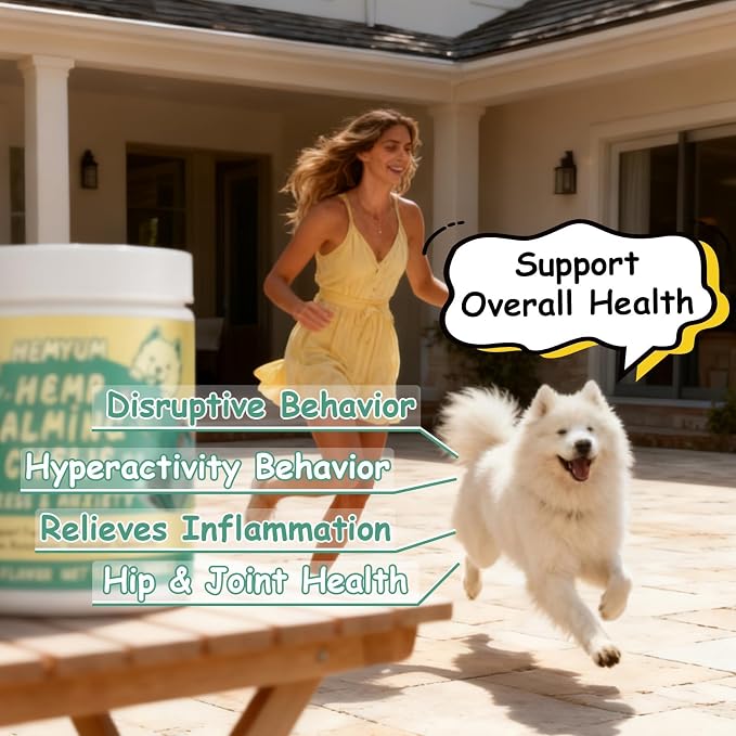Hemp Calming Chews for Dogs, Natural Anxiety Relief Supplement, Stress Sleep Support, Reduce Barking Separation Anxiety, Chicken Flavor, 180 Soft Chews for All Dog Breeds & Ages