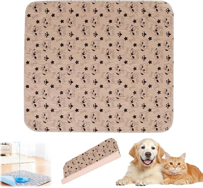 Puppy Pads with Pheromones,Washable Puppy Pee Pads for Dogs,Reusable Puppy Pads Washable for Dogs & Cats, Washable,Durable Leak-Proof & Anti-Slip Pet Training Pads for Home & Trave(Brown Puppy,M)