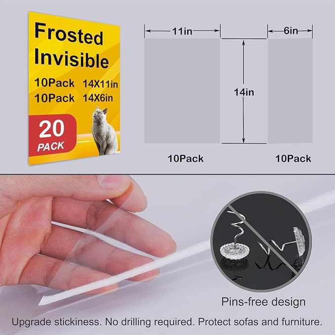 Anti-Cat Scratch Furniture Protector from Cats scratching-20-Pack Clear Sofa Guard Tape for Couches, Deterrent Pet Protection Film to Stop Cats Clawing Corners & Edges