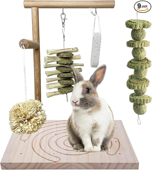 kathson Wooden Rabbit Toys Scratching Pad Bunny Chew Toys for Small Animal Rabbits Guinea Pigs Chinchilla Hamsters