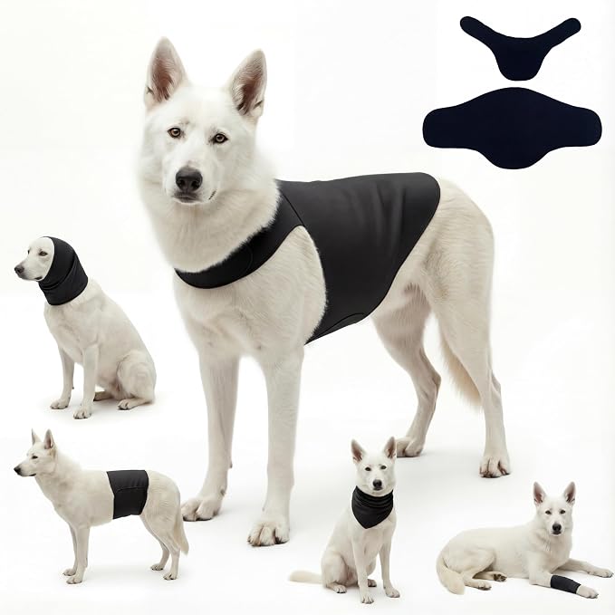 DAJIDALI® Dog & Cat Anxiety Vest & Spay Recovery Suit – Silent Adjustable Calming Wrap for Surgery & Thunderstorms – 2-Piece Cone & Recovery Onesie Alternative
