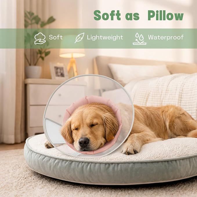 Dog Cone Collar to Stop Licking with Soft Liner, Comfortable Elizabeth Recovery Collar for Large Medium Dogs After Surgery, Pet Neck Head Cone Alternative,L