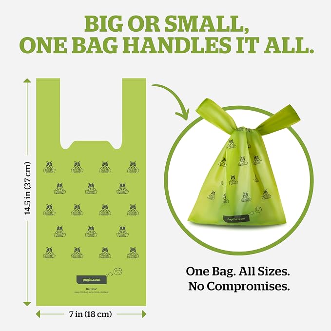 Pogi’s Dog Poop Bags with Handles – Extra-Thick, Leak-Proof, Large, Unscented, 900-Count