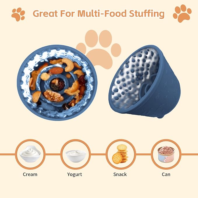 Dog Lick Bowl,Anxiety Relief Non-Slip Silicone Treat Bowl,Durable Anti-Choking Long-Lasting Enrichment Slow Feeder Licking Mat for Small Medium Large Breed,Freezable BPA Free Silicone Dishwasher Safe