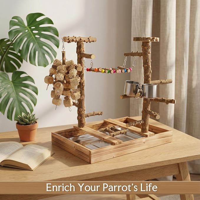 Bird Perch Stand, Multi-Layer Bird Playground, Parrot Cockatoo Parakeet Chew Toys