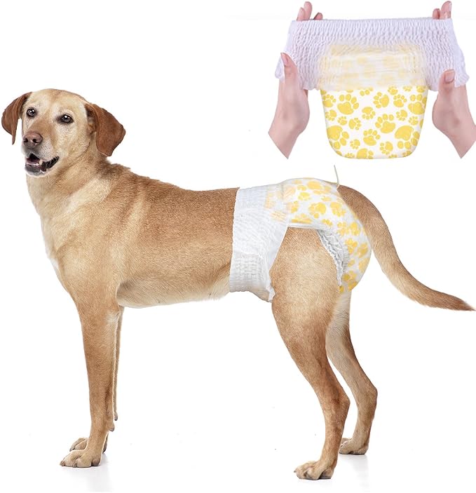 Dono Dog Diapers Female for Large Dogs with Stretchy Waist, Disposable Pull Up Full Wrap Puppy in Heat Period Diapers, 360° Leak-Proof Super Absorbent Doggie for Small Medium Elderly Dogs