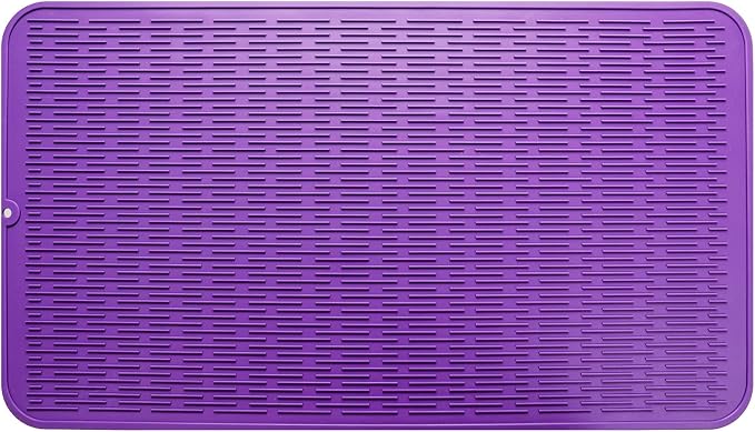 MicoYang Silicone Dish Drying Mat for Multiple Usage,Easy clean,Eco-friendly,Heat-resistant Silicone Mat for Kitchen Counter or Sink,Refrigerator or Drawer Liner Purple 4XL 32 inches x 18 inches