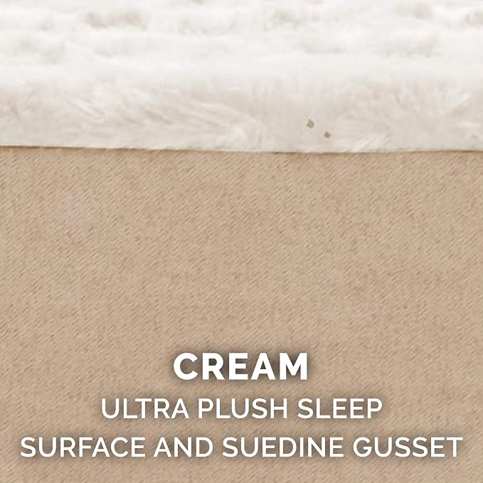 Furhaven Pillow Dog Bed for Large Dogs w/ Removable Washable Cover - Ultra Plush Faux Fur & Suede Mattress - Cream, Jumbo/XL