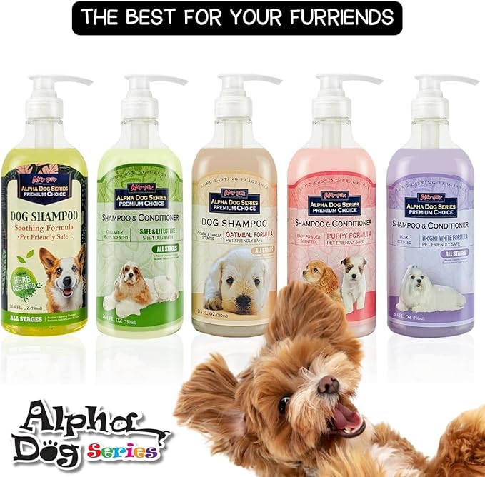 Bright White Grooming Natural Dog Shampoo and Conditioner with Aloe Vera, pH balanced Shampoo for Dogs, Tear-Free, Moisturizing Dog Shampoo for Sensitive Skin - 26.4 Oz